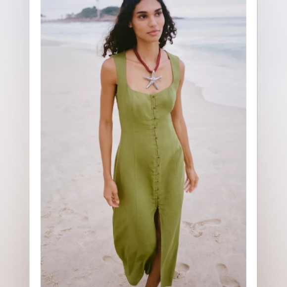 Zara Linen Midi Dress - Picture 2 of 6